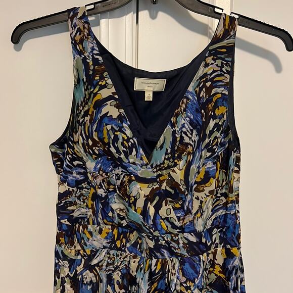 Anthropologie Moulinette Soeurs Silk Abstract Sleeveless V-Neck Dress - Picture 4 of 16